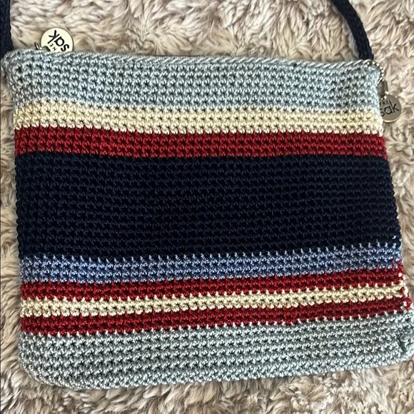 The Sak Blue and Red Crossbody Bag with Striped Design - Picture 3 of 7